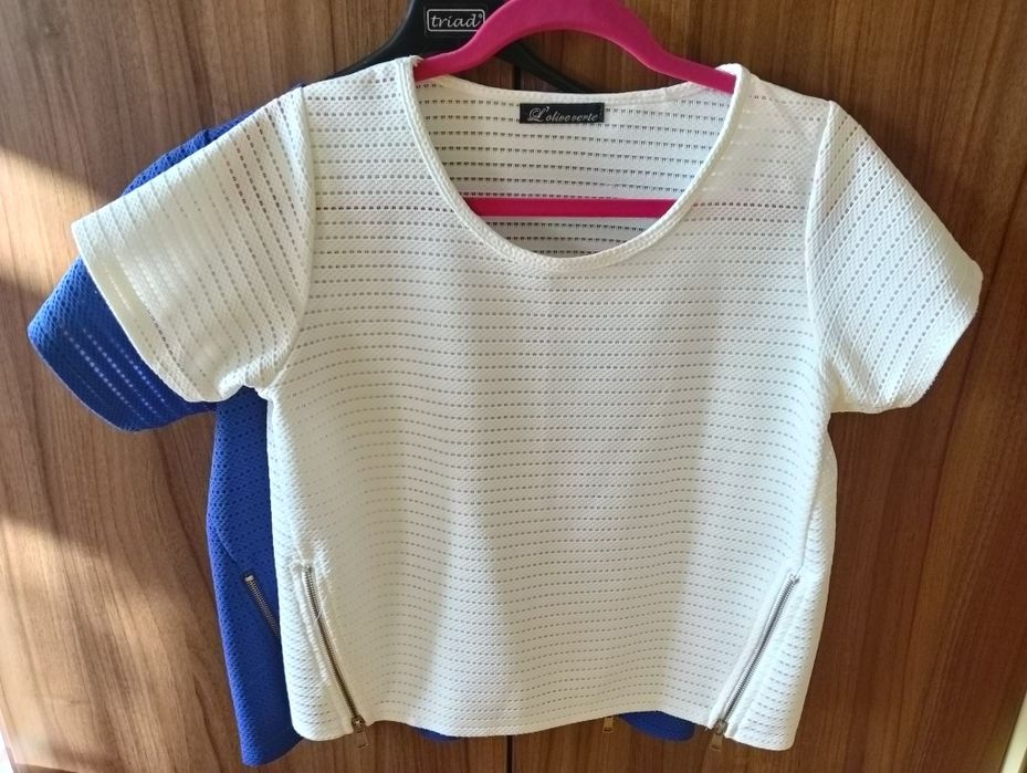 Bluze elegante alb/albastru