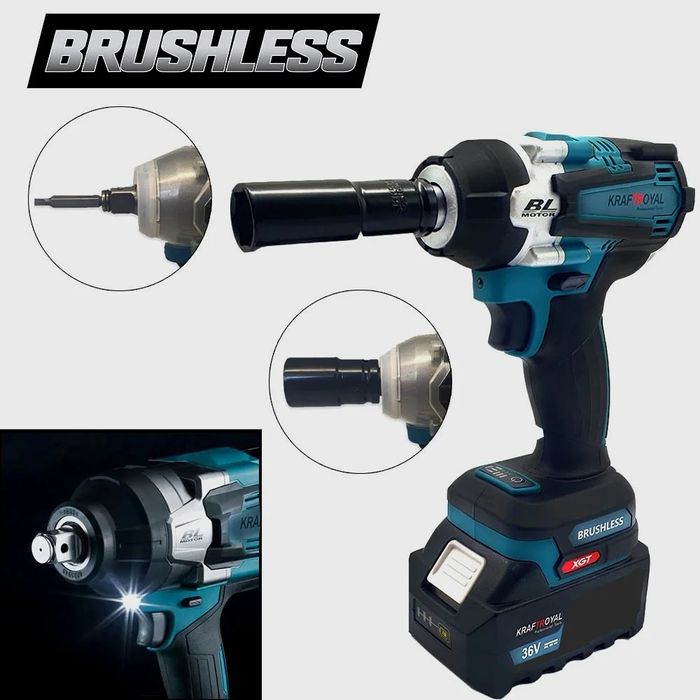 Акумулаторен Комбиниран  Гайковерт Импакт с Ударни Вложки 10 БРОЯ KRAF