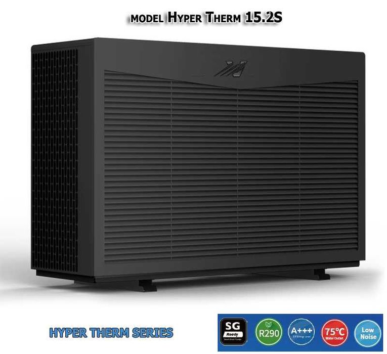 15.2 KW Инверторна МОНОФАЗНА ТЕРМОПОМПА Hyper Therm, до 75 градуса