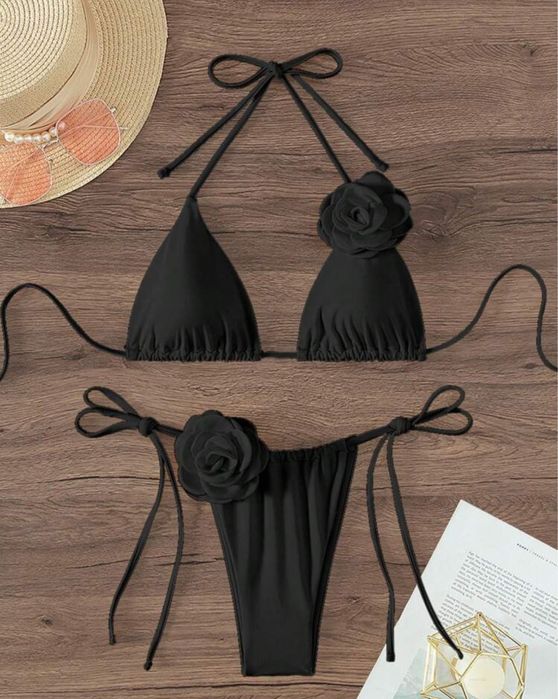 Чисто нов бански в жълто, черно, бяло, розово