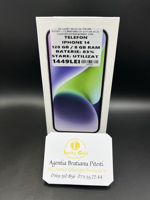 Telefon Iphone 14 128/8 gb baterie 83% cod 24335