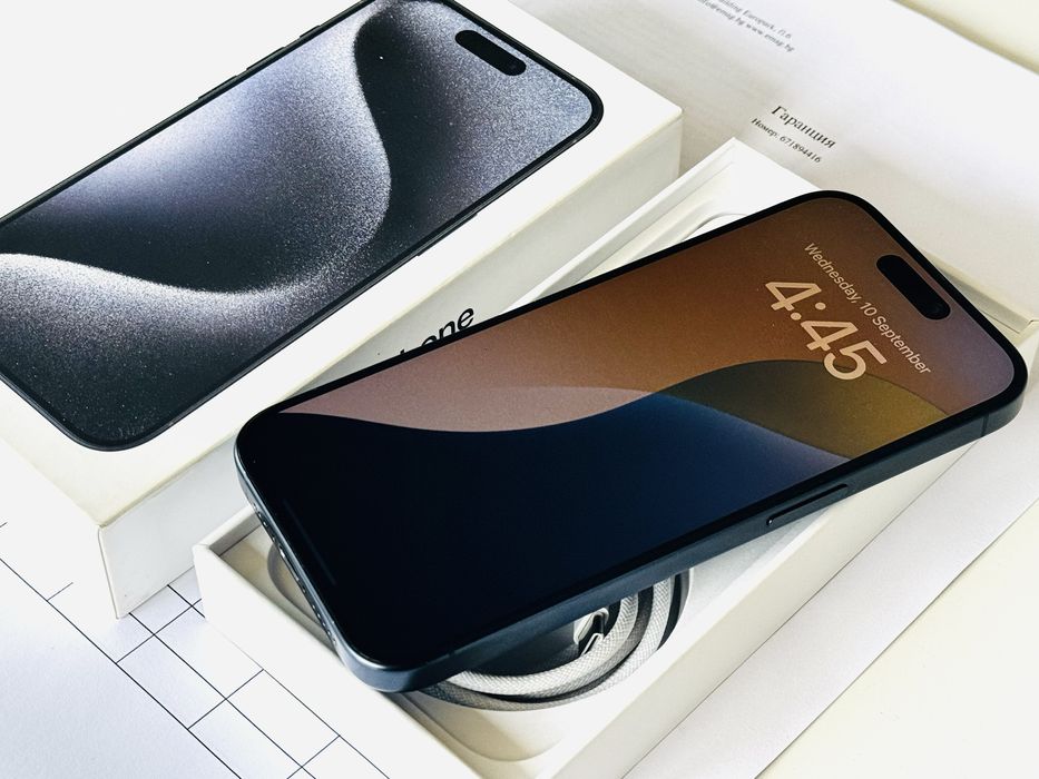 Iphone 15 Pro 128GB Blue Titanium 100% Батерия! Гаранция до 05.2026г