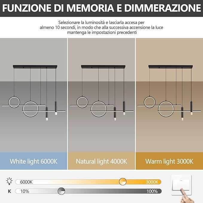 Candelabru modern LED, 120cm, dimabil, cu telecomanda, 60W