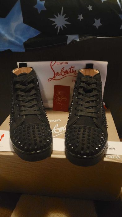 Sneakersi Louboutin High Negri - Calitate Superioara OFERTA