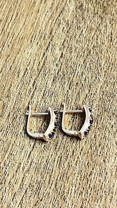 Cercei din aur 585 cu safire și diamante