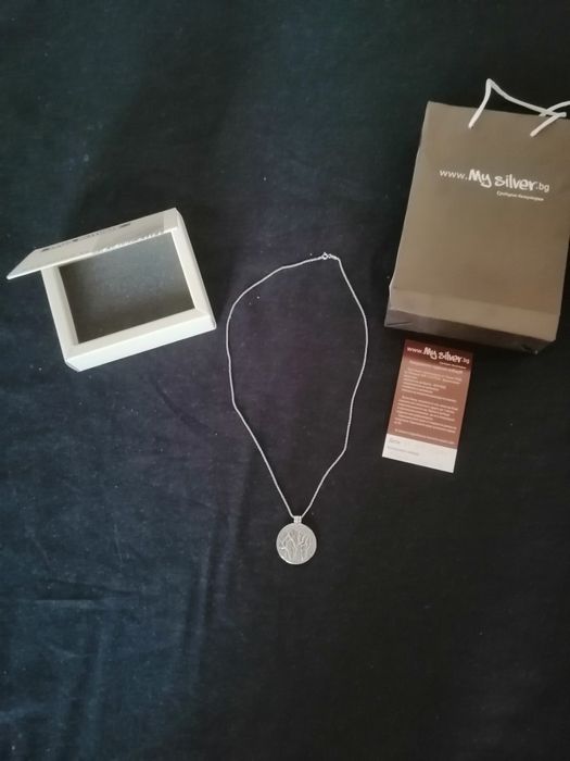 Масивен сребърен медальон - гора