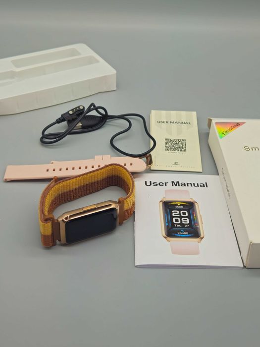 Смарт часовник Fitoncloud, IP68, 260 mAh, розово злато –с 2 каишки