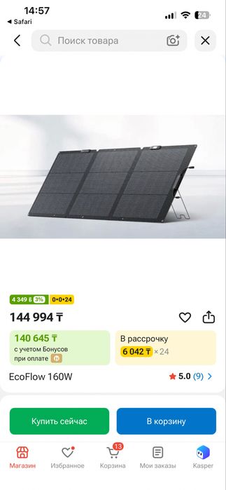 солнечная панель  EcoFlow 160W
