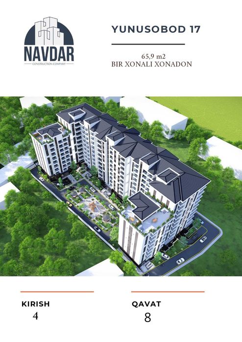 Novostroyka Kadastri bor 2/10/11 65kv Yunusobod 17 kvartal