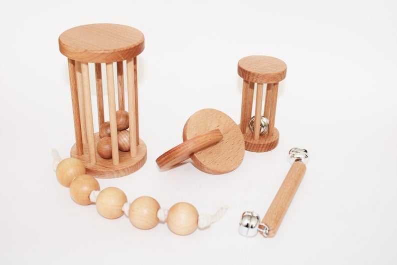set montessori din lemn natural de fag