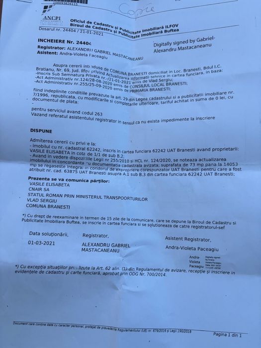Vand teren intravilan Vadu Anei, Branesti