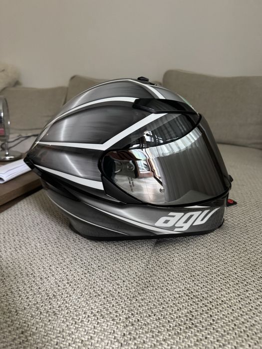 AGV K5 S full-face sport helmet in the "Tempest Black/Silver" graphic scheme