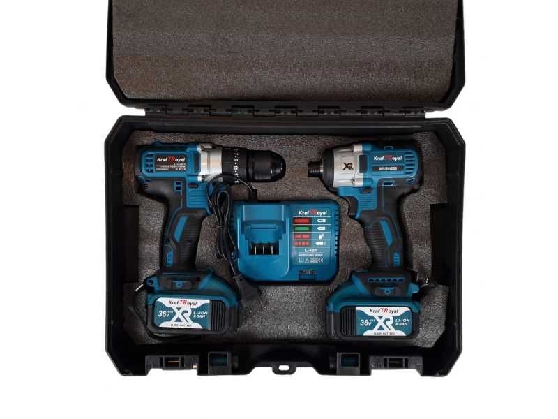 Акумулаторни безчеткови импакт и винтоверт 36V 8AH в куфар KRAFTROYAL