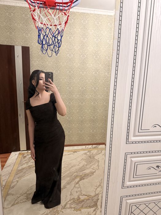 Платье макси коричневое