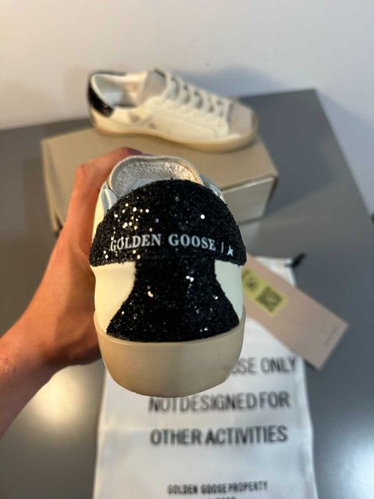 Golden Goose Superstar sneakers piele stea argintie glitter