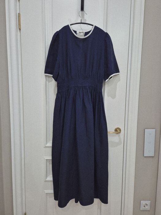 Тёмно-синее длинное летнее платье