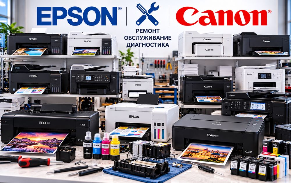 Ремонт принтеров Epson, Canon, HP