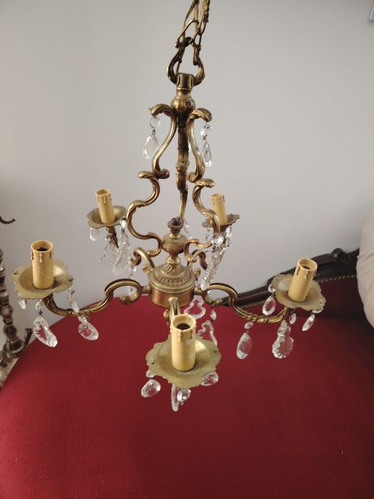 Superb candelabru antic in stilul francez Louis cu 5 brațe din bronz m
