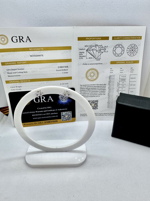 Сребърни обеци с мойсанит (Диамант) 0.6 карата