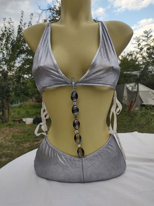 Rochie Elastica Scurta Sexy Gri Argintie  XS S M L  Trikini Argintiu