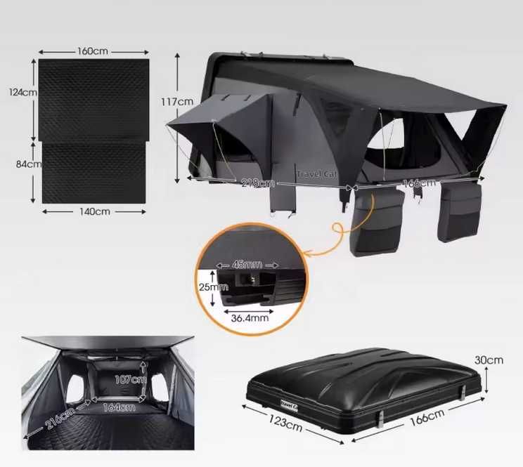 Cort plafon auto cu Capac ABS , Discover MAX 1.64×2.16 m , impermeabil