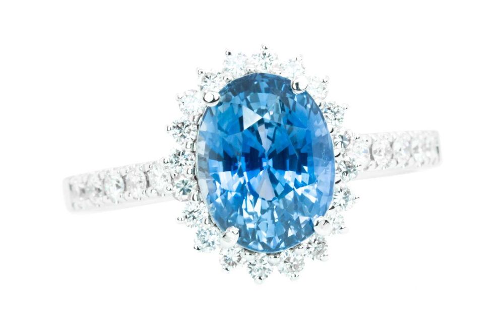 Inel aur alb cu safir natural