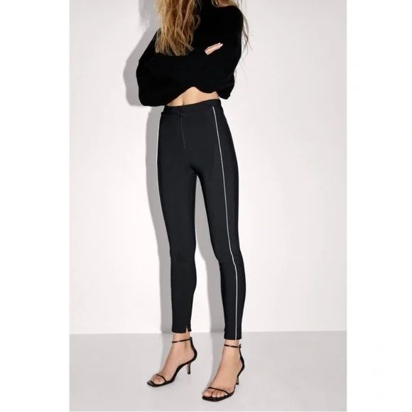 ZARA-еластичен панталон с кант