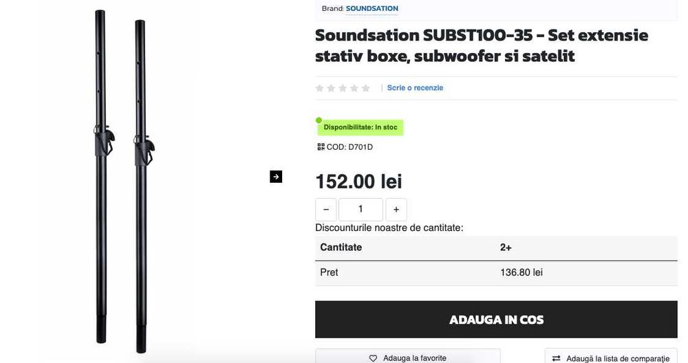 Set extensie stativ boxe, subwoofer si satelit