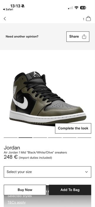 Air Jordan 1 Mid “Black/White/Olive” кецове
