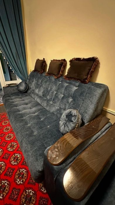 Диван и кресло синий