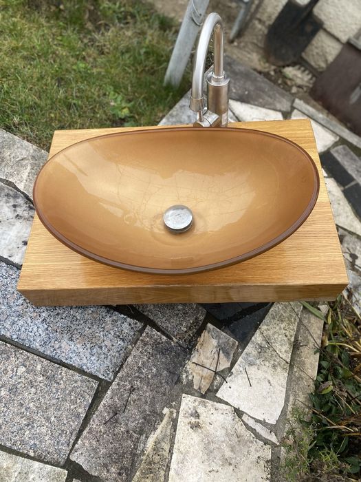 Chiuveta sticla chihlimbar pe blat mdf 70/48/10