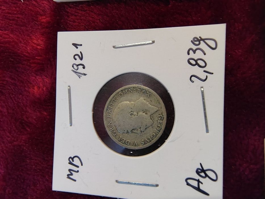 Lot 5 monede Argint Marea Britanie /6 Pence--1920--26