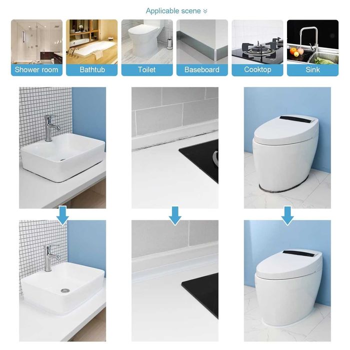 Комплект от 4 ролки уплътнителна лента за баня или стена,водоустойчива