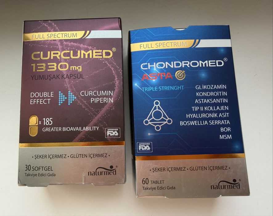 Турецкие БАДы -Куркумин Curcumed и Хондропротектор Chondromed ASTA