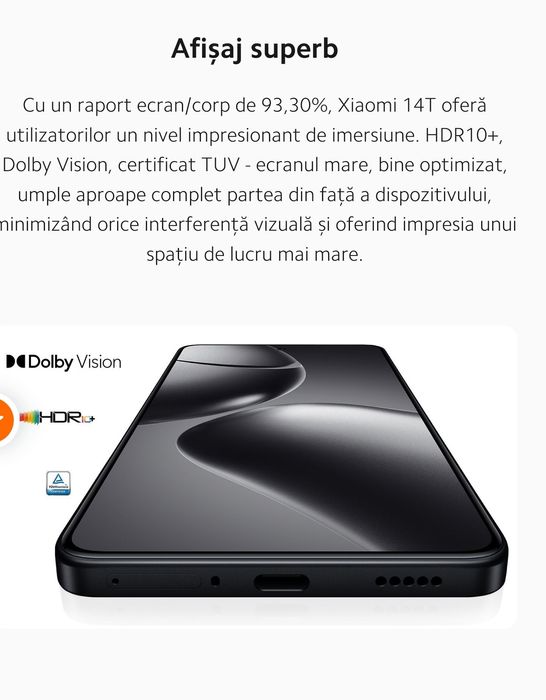 Xiaomi 14T, 12GB RAM  256GB, 5G, Titan Black, camera 50MP, SIGILAT