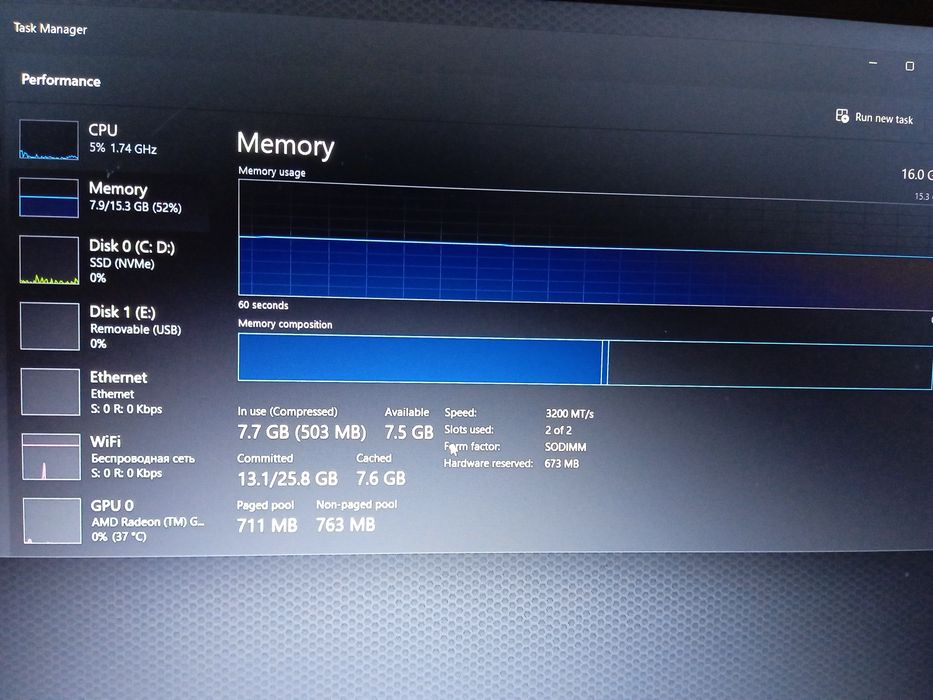 HP 16/1tb RYZEN 7 windows 11 DDR 4 15.6 duyum 3200MT/s
