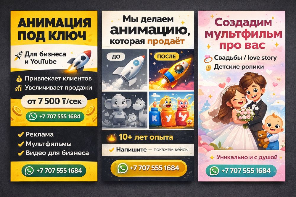 Анимация под ключ | Реклама, мультфильмы, 2D/3D
