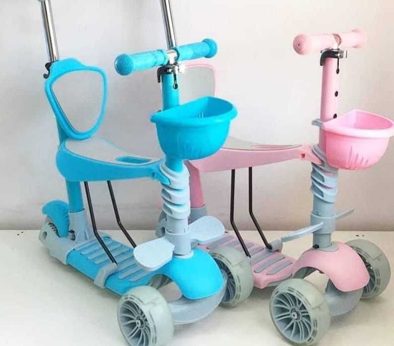 Тротинетка 5в1 с поставка за крачета, широки колела, родителски контро