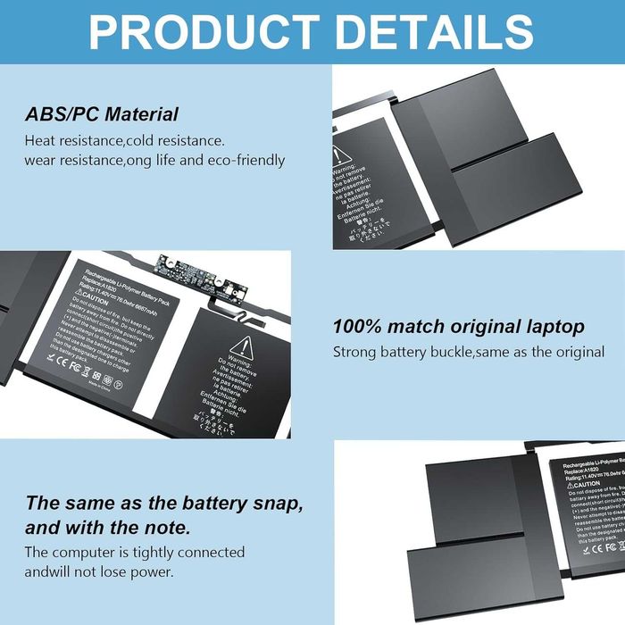 A1820 A1707 Батерия за лаптоп Macbook pro 15" A1707 2016/17 EMC 3162