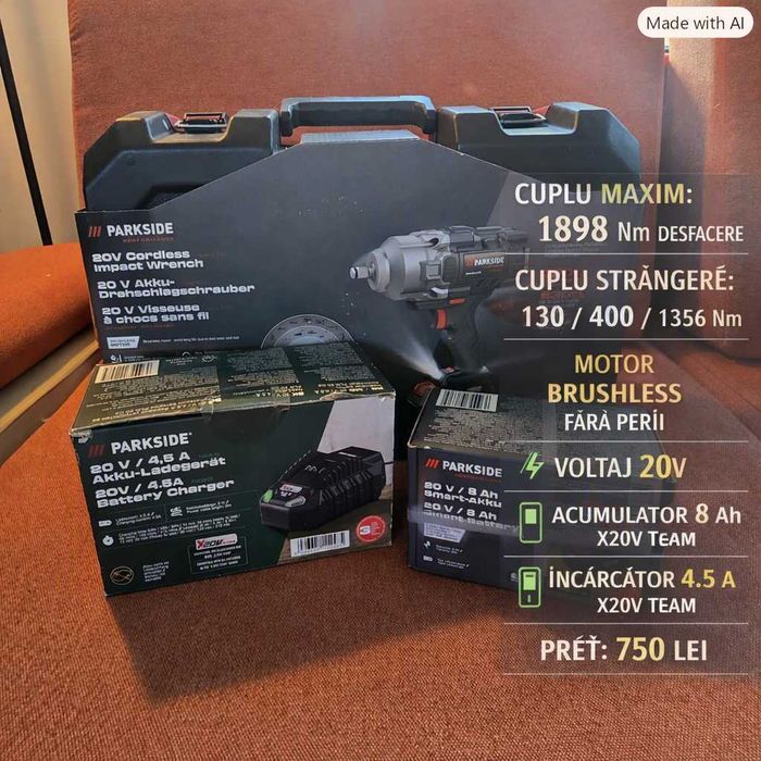 Scule Parkside Performance (impact roti de 600Nm, impact roti de 1898Nm etc)