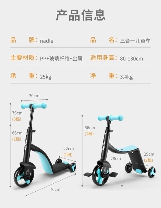 Детский велосипед, самокат, беговел 3 в 1