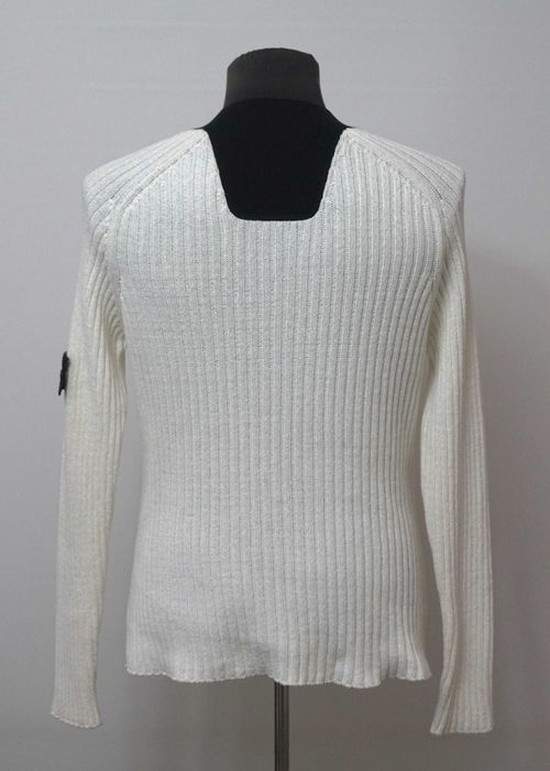 Pulover Stone Island alb cu negru marimea M