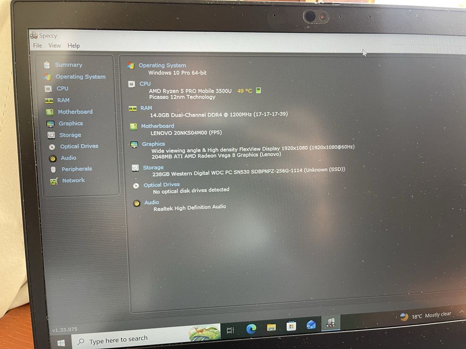 Lenovo ThinkPad T495 – Ryzen 5 PRO / 14GB RAM / SSD 256GB / Full HD/ Video 2GB