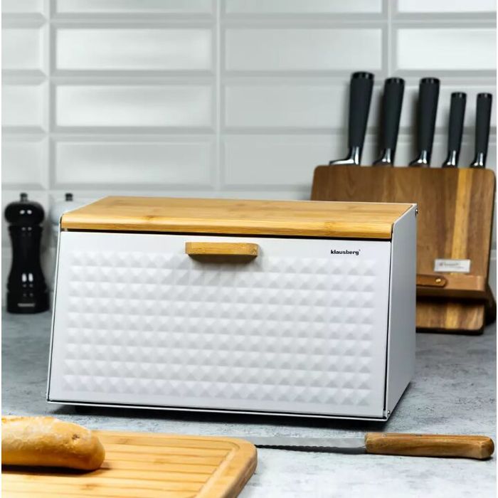 Cutie pentru paine, din oțel, alb, 35,5 x 17 cm, Klausberg