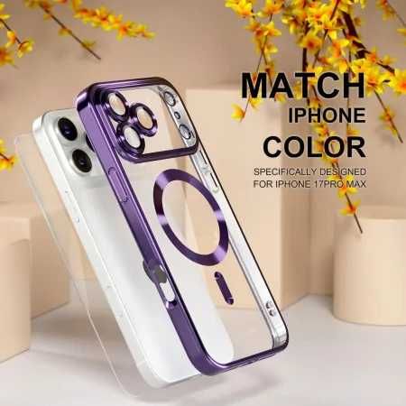 Husa iPhone 17 Pro Max MagSafe cu protectie pentru camere Luxury, Mov