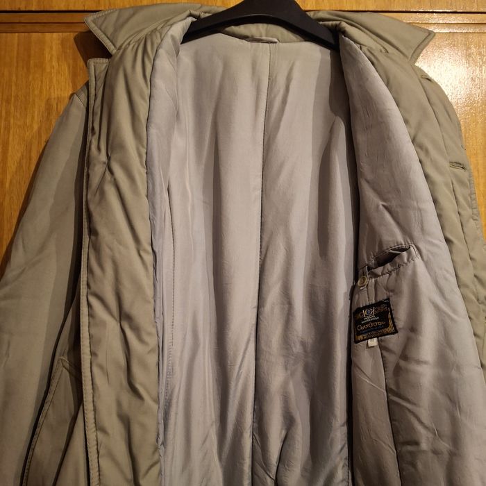 Ретро сив, мъжки термо шлифер с колан, р-р 52,