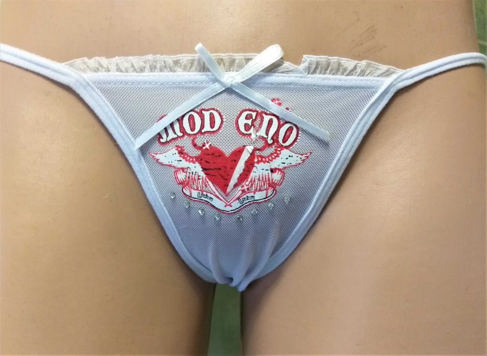 Chiloti tanga sexy tentatie mini snur fete/femei albi plasa mar. XS/S (noi)