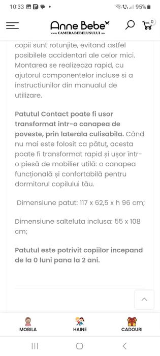 Mini Pat CoSleeper cu saltea si kit anti-reflux si lumina led