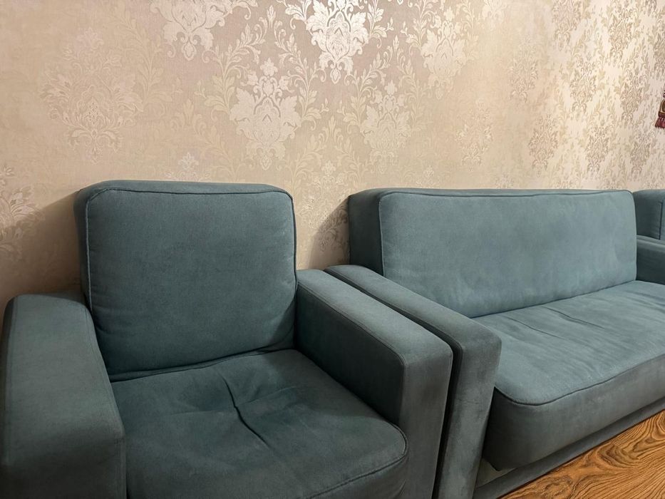 Диван и два кресла темно бирюзовый