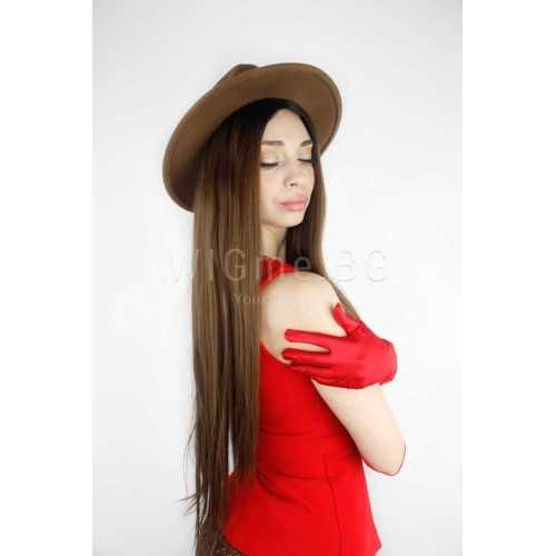 Дълга кестенява перука с черни корени Сидни